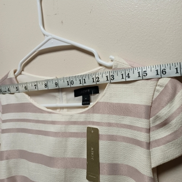 NWT J.crew Striped Sheath short sleeve work Dress Pink and Off White womans sz 4 - Picture 10 of 14